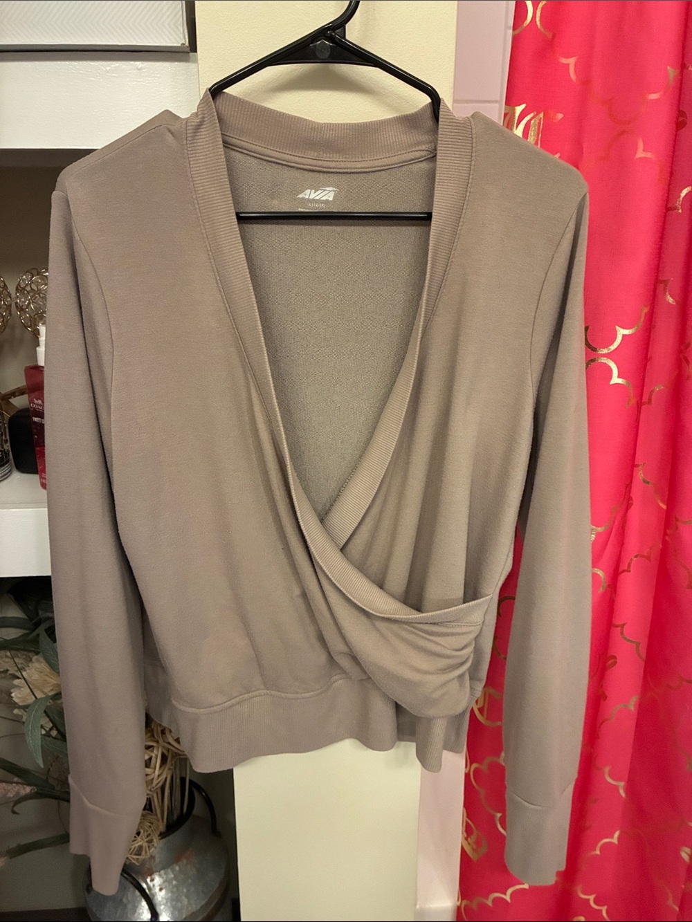 Avia Taupe Crossover Long Sleeve Top
